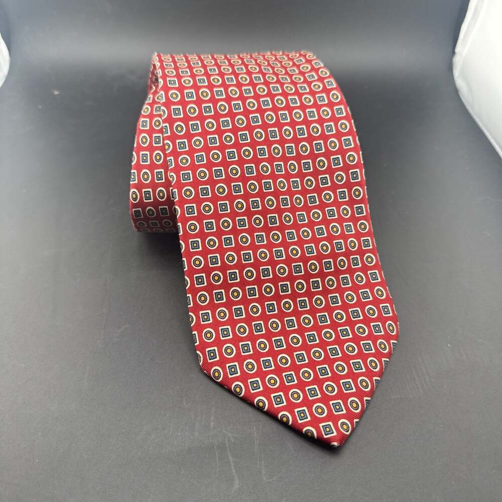 Jos A Bank Executive Collection Tie Red With Blue And Gold Squares